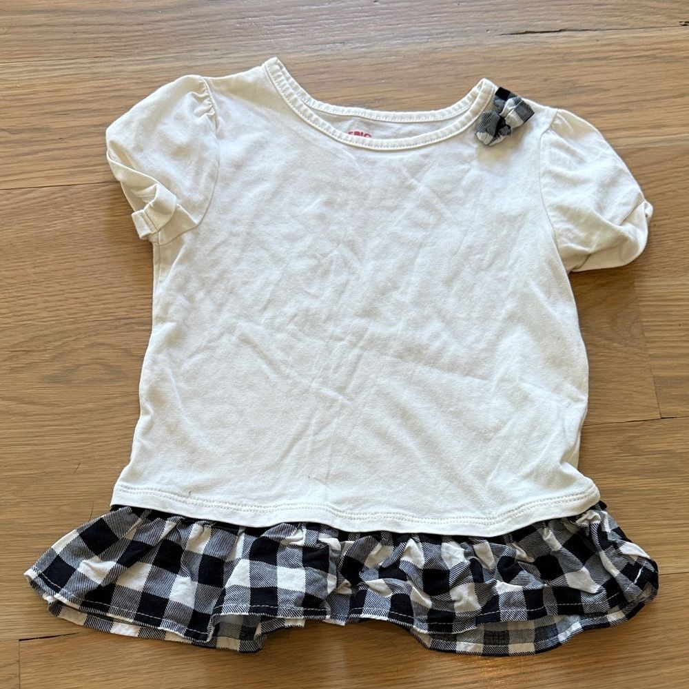 Girls' epic threads White and Black Checkered Ruffle Top